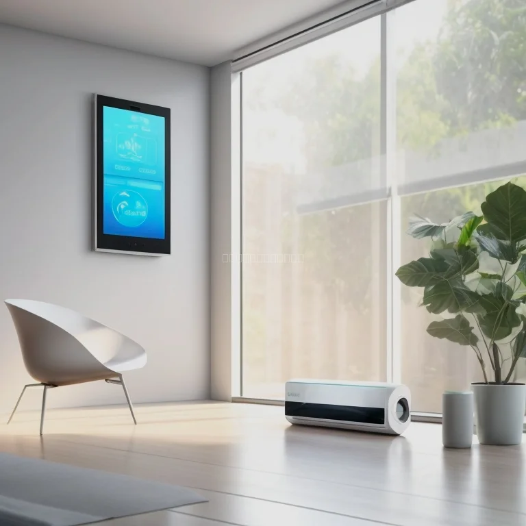 Grafik eines AI-gesteuerten Klimageräts im Smart Home Umfeld